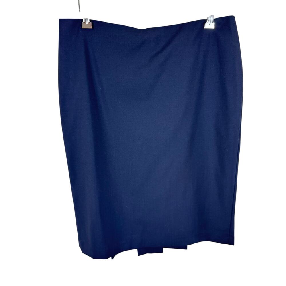 Talbots Navy Blue Wool Blend Pleated Lined Fitted Short‎ Business Skirt Size 8
